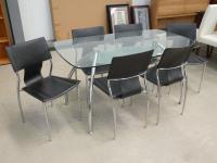 1200 · 7 PIECE CHROME & GLASS TOP DIN