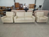 1215 · 3 PIECE CREAM LEATHER CLUB STY