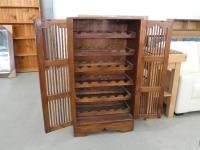 1247 · TEAK BIRD CAGE WINE CABINET H-