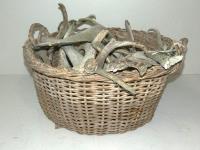 140 · WOVEN SPLIT CANE HANDLED BASKET