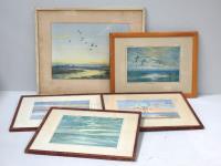 322 · BOX OF FRAMED WATERBIRD PRINTS