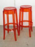365 · 2 RED ACRYLIC BAR STOOLS