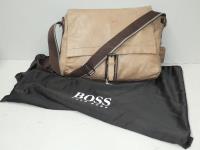 382 · A HUGO BOSS TAN LEATHER SATCHE