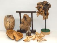 425 · BOX OF UNUSUAL TIMBER ITEMS