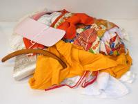 441 · BOX OF LINEN, LACE, SILK ROBE,