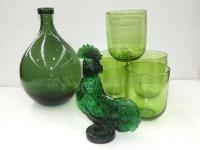 471 · BOX OF GREEN GLASSWARE