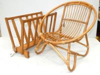 Bent Cane Saucer Chair & Magaz