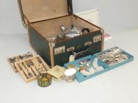RETRO TRAVEL CASE & A BOX OF C