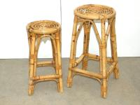 2 Retro Bent Cane Stools Talle