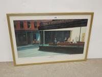 FRAMED PRINT 'NIGHTHAWKS' BY E